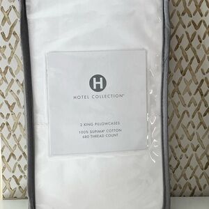 HOTEL COLLECTION SUPIMA COTTON 640 TC KING PILLOWCASES - WHITE - NEW